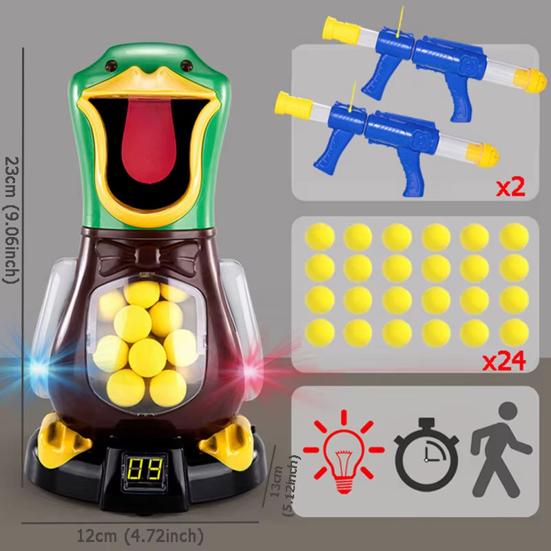 Hungry Shooting Duck Toys 98K Pistol Air-Powered Gun Soft Bullet Ball Scoring Battle Games with Light Can Walk Gun Kids Gifts