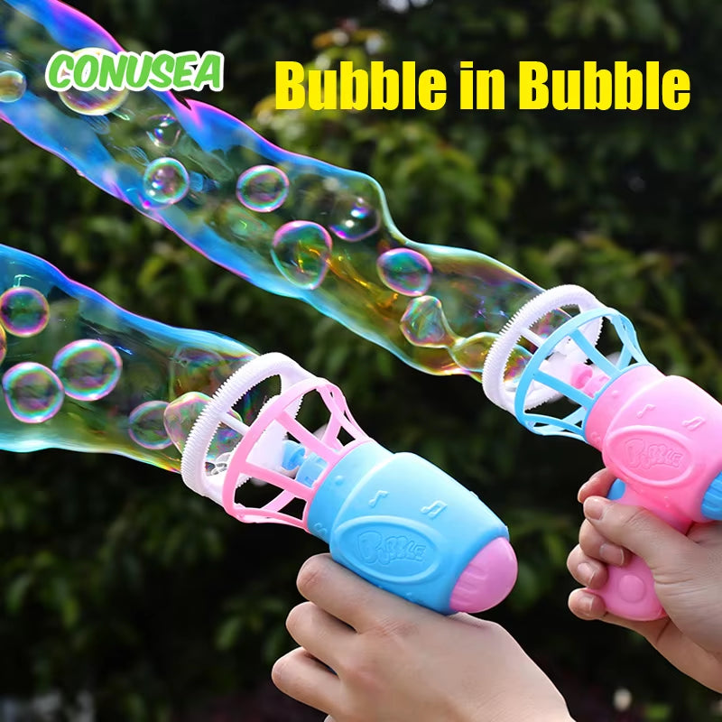 Bubble Gun Creative Bubble in Bubble Toys Soap Bubbles Machine Blower Maker Summer Outdoor Party Games Toys for Kids Boys Girls