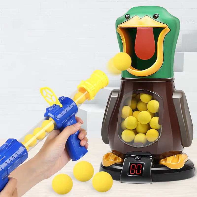 Hungry Shooting Duck Toys 98K Pistol Air-Powered Gun Soft Bullet Ball Scoring Battle Games with Light Can Walk Gun Kids Gifts