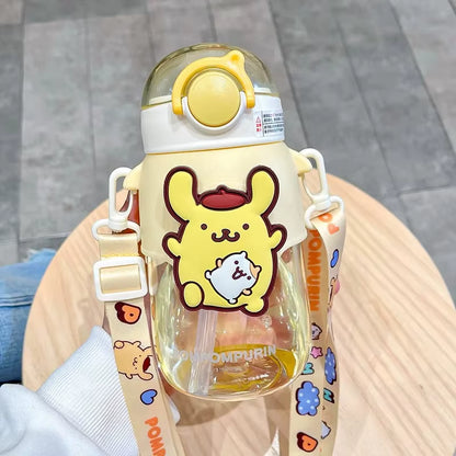 690Ml  Large Capacity Water Bottle Cinnamoroll Kuromi My Melody Portable Straw Water Cup for Outdoor Sports Fitness