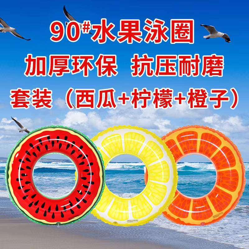 Swim Ring Watermelon Pattern Adult Kids 2Pcs& 3Pcs Inflatable Mattress Swimming Pool Floating Ring Summer Pool Beach Party Toys