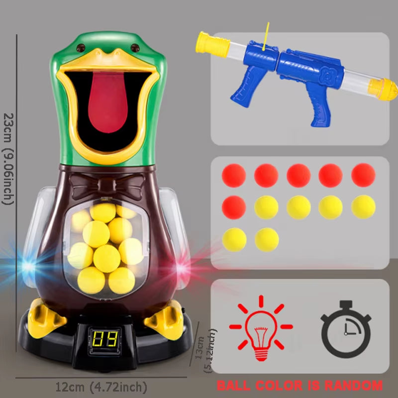 Hungry Shooting Duck Toys 98K Pistol Air-Powered Gun Soft Bullet Ball Scoring Battle Games with Light Can Walk Gun Kids Gifts