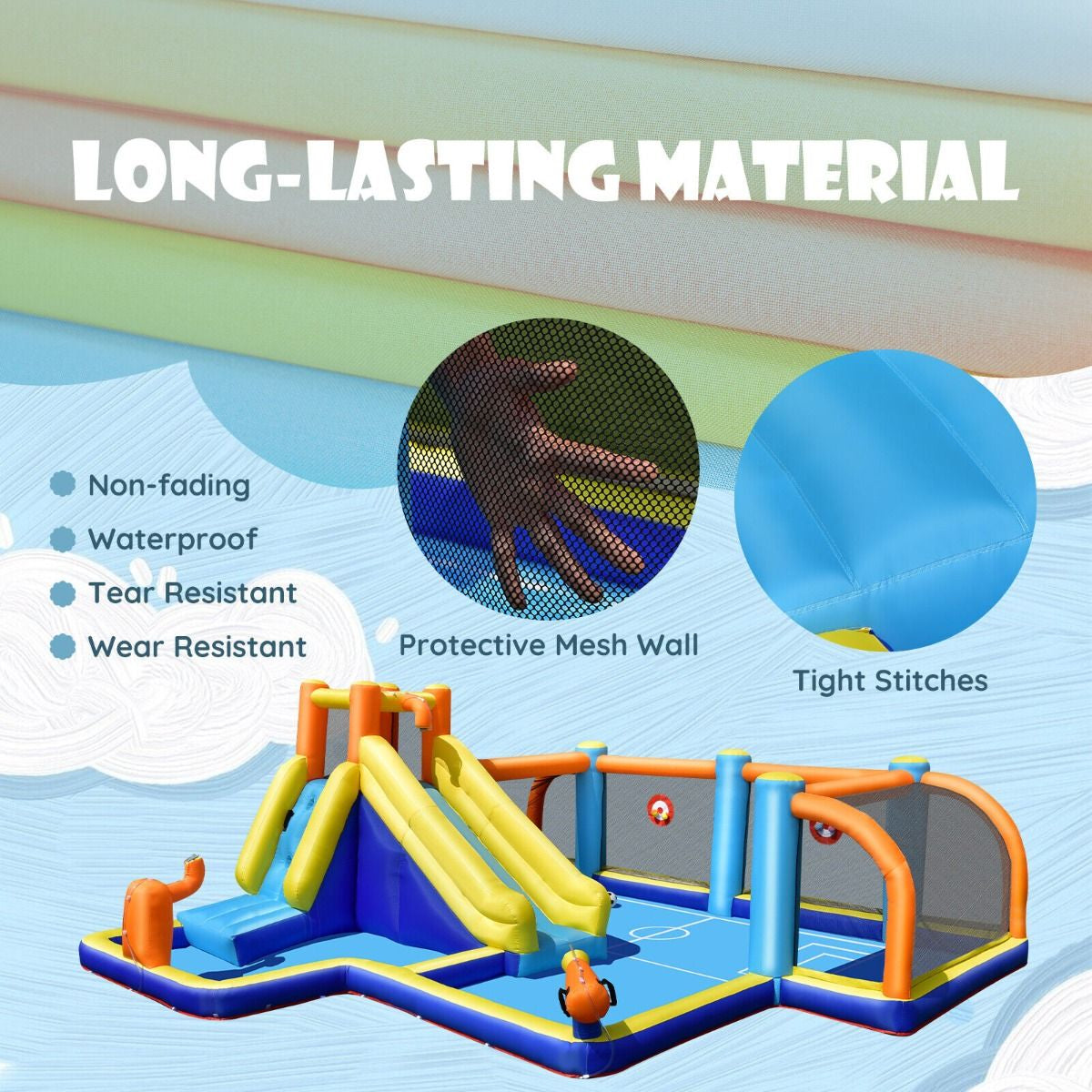Inflatable Water Bounce House with Slide and Water Cannons