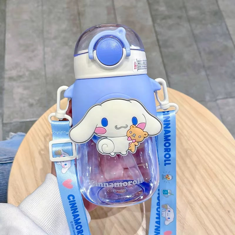 690Ml  Large Capacity Water Bottle Cinnamoroll Kuromi My Melody Portable Straw Water Cup for Outdoor Sports Fitness