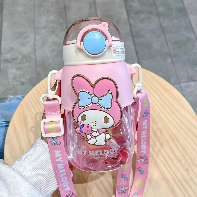 690Ml  Large Capacity Water Bottle Cinnamoroll Kuromi My Melody Portable Straw Water Cup for Outdoor Sports Fitness