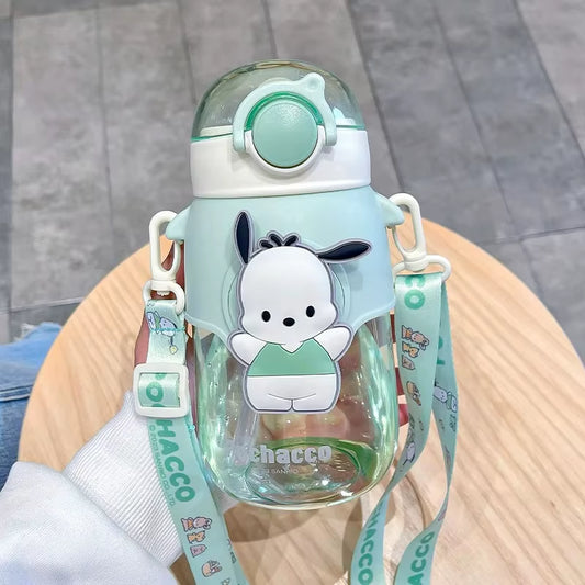 690Ml  Large Capacity Water Bottle Cinnamoroll Kuromi My Melody Portable Straw Water Cup for Outdoor Sports Fitness