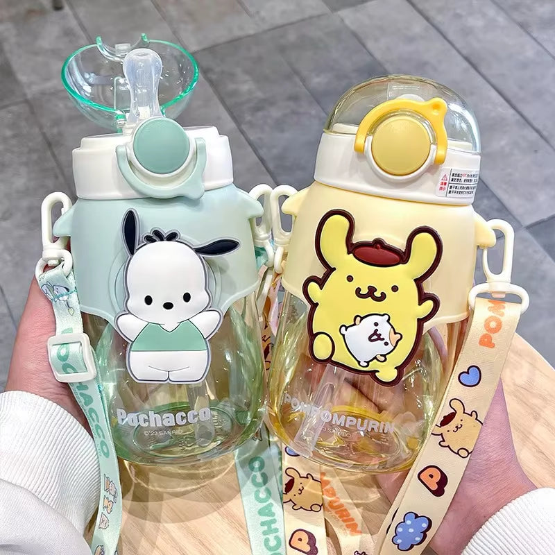690Ml  Large Capacity Water Bottle Cinnamoroll Kuromi My Melody Portable Straw Water Cup for Outdoor Sports Fitness