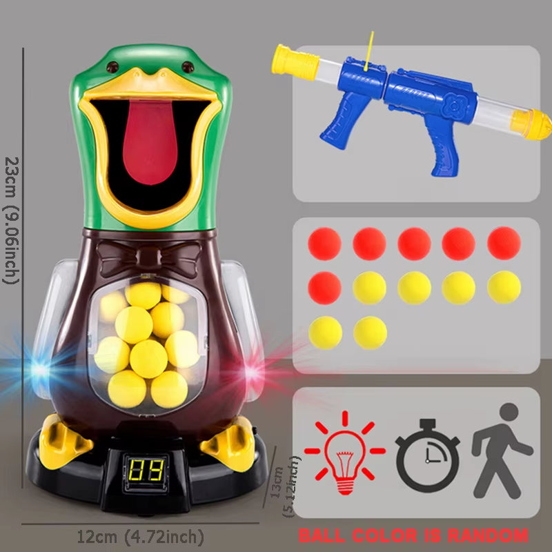 Hungry Shooting Duck Toys 98K Pistol Air-Powered Gun Soft Bullet Ball Scoring Battle Games with Light Can Walk Gun Kids Gifts